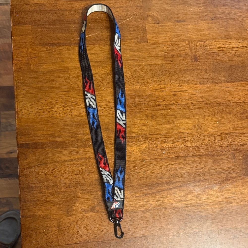 K2 Logo Flame Lanyard in Black, Blue & Red (BK6)